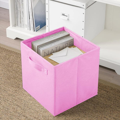ShellKingdom Storage Bins, Foldable Fabric Storage Cubes, 2 Pack (Pink) for Closet and Toy Organization