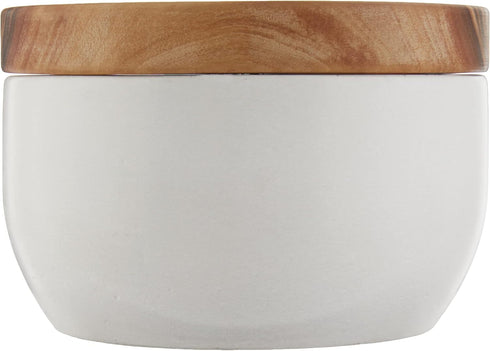 Berard White Concrete Salt Keeper with Olive Wood Lid