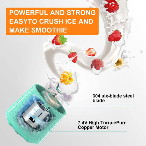 Portable Blender, Mini Blender for Smoothies, Juice and Shakes, USB Rechargeable, Cordless (Sky Blue)