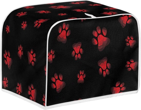 STUOARTE Dog Paw Print Toaster Cover, Dustproof Bread Maker Cover Kitchen Decor, Microwave Toaster Oven Cover for Most Standard 2 Slice Toasters, Bread Machine Accessories