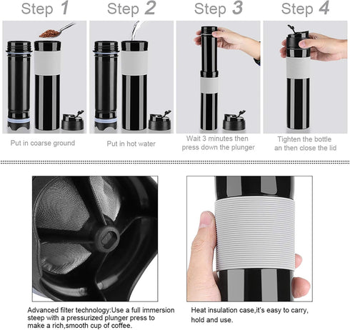 Fdit Portable Mini Espresso Maker - Hand Held Pressure Caffe Espresso Machine for Home, Office, Travel