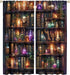 Bookshelf Skull Blackout Curtains for Bedroom Living Room, Gothic Library Candles Book