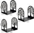 6.5 4.7 3.5 Inch(3 Pairs/6 HappyHapi Book Ends, Metal Bookends for Shelves Decorative, Tree Stopper for Heavy Books
