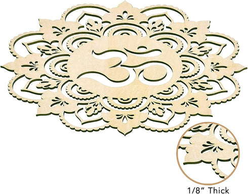 Fourth Level MFG 12" Sacred Om Wood Wall Art - Sacred Geometry Mandala, Zen Home Decoration for Yoga and Meditation