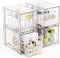 Yieach 4 Pack Large Stackable Storage Drawers,11Deep Under Cabinet Organizer,Baby Bottle Organizer,Clear Stacking