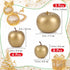 Meiwlong 15Pcs Sets,Plastic Artificial Gold Apples Fruits,Decorative Fake Fruits Faux Apples for Christmas Home Kitchen