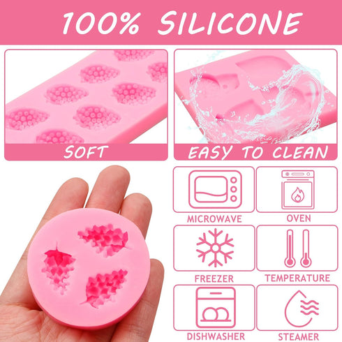 Silicone Fruit Snack Molds, 3D Strawberry Lemon Fondant Baking Molds, Mini Pineapple Grape Chocolate Molds for DIY