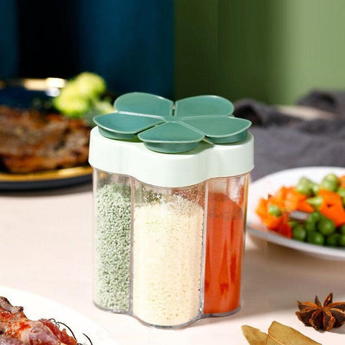 2 Pcs 5 in 1 Spice Containers, Portable Travel Seasoning Dispenser, Clear Container Jars with Lid and Labels