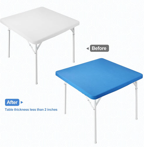 24x24 Inch Square Fitted Stretch Small Table Covers Elastic Card Tablecloth Blue for Side Accent Table End Table Cover