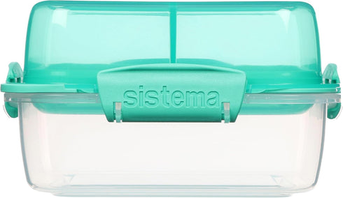 Sistema 1.24L Lunch Stack Square to Go, Assorted Colours, Polypropylene, 1.24 Litre