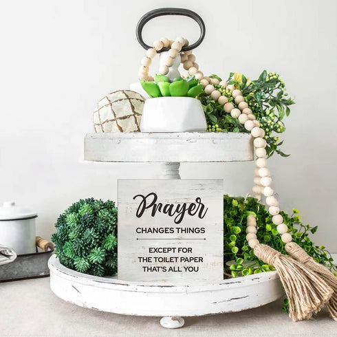 MAVOTEN (5 5 Inch) Bathroom Quote Prayer Changes Things Toilet Paper Wood Box Sign Rusitc Farmhouse Bathroom Restroom