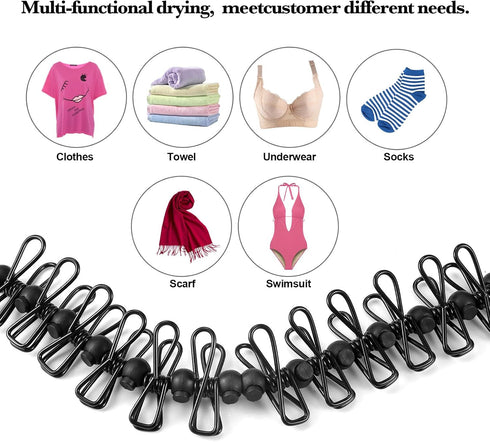 Travel Clothesline, Portable Retractable with 12 Clothespins for Indoor and Outdoor Drying
