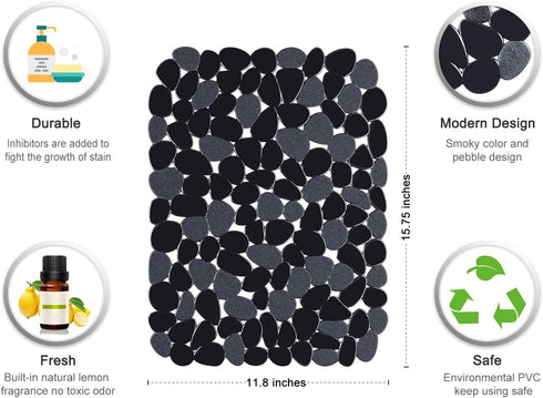 Bligli Pebble Sink Mat for Stainless Steel/Ceramic Sinks, 2 Pack, PVC Sink Protectors, 15.7 x 11.8 inch, Black