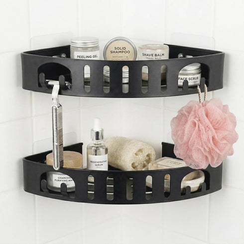 DivaDwell Depot Adhesive Corner Shower Shelf No Drill | Rust-Proof Aluminum Alloy Stick On