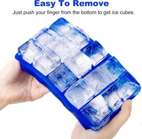 Ozera 2 Pack Silicone Ice Cube Tray, Easy Release Molds for Whiskey, Cocktail, Chocolate