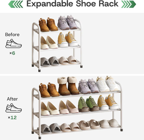 kiplant Closet, 3-Tier Closet Shoe Rack for Expandable Shoe Rack Metal Organizer, Heavy Duty Shoe Storage Shelf