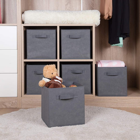 MAX Houser Set of 6 Storage Bins, Cubes, Baskets with Dual Handles for Home Closet Bedroom Organizers, Foldable
