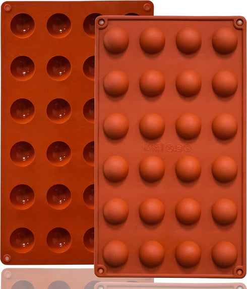 Mini 24-Cavity Semi Sphere Silicone Molds, Non-Stick, 2 Packs Half Sphere Baking Molds for Jelly, Chocolates, and Cake
