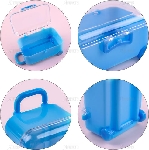 AUEAR 2 Pack Mini Suitcase Boxes, Plastic Candy Small Reception Gift Travel Case for Wedding Party Decoration (Pink &