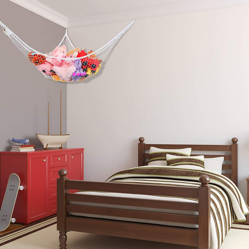 Jumbo Toy Hammock, Stuffed Animals and Toy Storage Hammock Net 70" Wall Sling Corner Extra Large Kids Mesh Toy Net