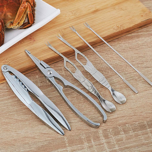 Antcher 6 Sets 2 4 Pieces Seafood Tools Stainless Steel Seafood Tool with Storage Box, Pieces Lobster Crackers