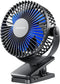Gaiatop Portable Clip on Fan, Battery Operated Small USB Desk Fan, 3 Speed Quiet Rechargeable Mini Cooling Fan