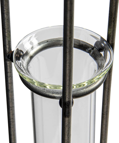 Creative Co-Op Small Hanging Metal & Glass Test Tube Vase