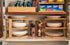 Countertop Umilife Plate Organizer for Cabinet, Bamboo Corner Shelf, Dish & Bread Organizer, Spice Rack, Kitchen