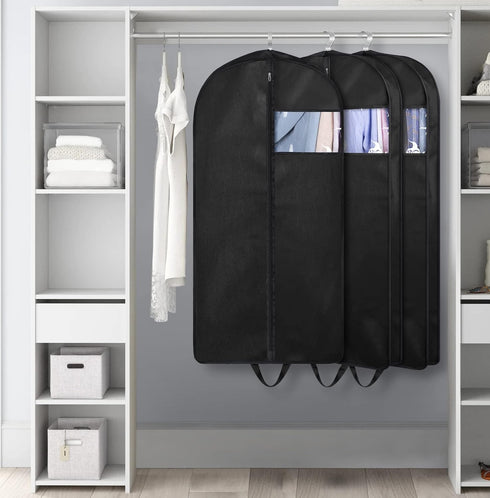 KIMBORA 3 Pack 43" Suit Bags for Closet Storage and Travel, Gusseted Hanging Garment Bags for Clothes & Jackets