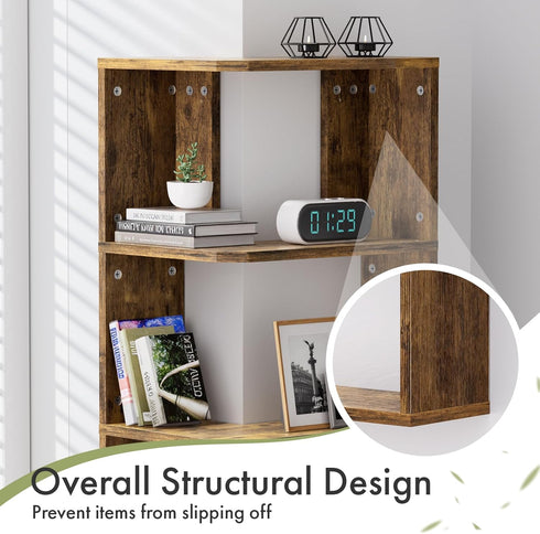 4-Tier Floating Corner Shelf, Floating Shelf for Wall, Wood Floating Book Shelf for Living Room, Bedroom, Bathroom