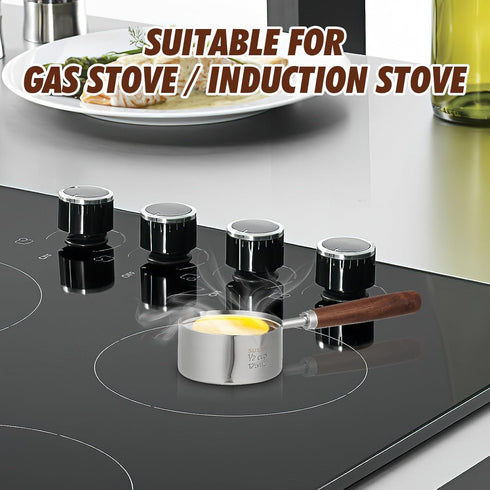 Luxshiny Mini Sauce Pan, 125ml Stainless Steel with Pour Spouts, Small Melting Pot for Cooking, Picnic