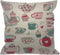 HGOD DESIGNS Doodle Cups Throw Pillow Cover, Teapots and Cupcakes in Pastel Colors, Cotton Linen 18x18 inch