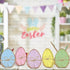 5Pcs Whaline Retro Easter Egg Wooden Signs Colorful Egg Shape Rustic Farmhouse Tiered Tray Decor with Hemp Rope Spring