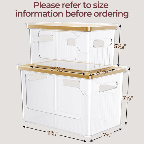 2 Pack Delamu Acrylic Trash Bag Holder, (XL+S) Stackable Garbage Bag Dispenser, Clear Organizer Bins for Under Sink