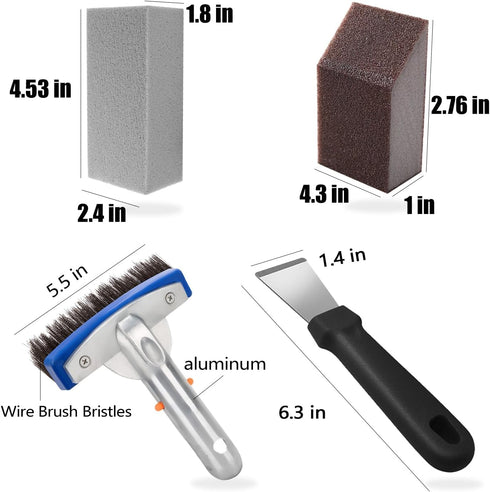 Pumice Stone for Pool and Stainless Steel Pool Brush Kit to Reomve Erase Rust Stain Spot in Concrete Plaster Pool Spa