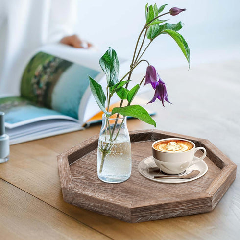 Counter Rustic Candle Holder Plate Boho Wooden Decorative Trays for Coffee Table Farmhouse Kitchen Home Decor Living