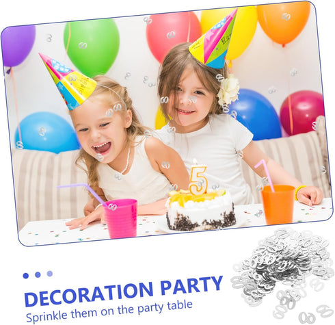 AMOSFUN 1200pcs Number 60 Sequins Confetti for 60th Birthday Party Decoration, Silver