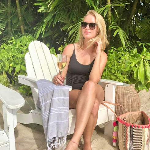 Bersuse Beach Towels Anatolia Collection - Premium Turkish Towel, 100% Cotton, Quick-Dry, Sand-Free, Silver Grey, 37x70