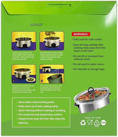Large Disposable Slow Cooker Liners Cooking Bags, Fit 4QT to 8.5QT Oval & Round Pots (20 BAGS)
