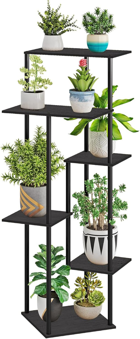 HAYOFAMY 6 Tier Plant Stand Indoor, Tall Plant Shelf Metal Wood Multiple,