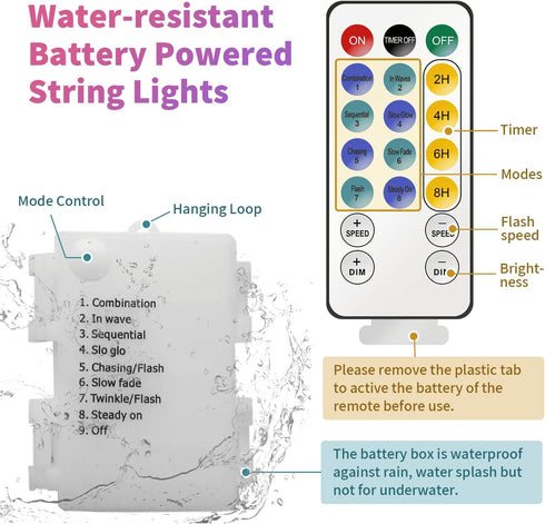 13ft 20 YOLIGHT Fiber Optic Flower String Lights Battery Operated with Timer, LED Flower Garland Lights Fairy Decor