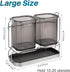 Utensil Holder for Kitchen Counter, Plastic Cooking Organizer with Drain Tray, Large Crock for Spatula Spoon, Modern