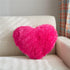 MOOWOO Fluffy Faux Fur Heart Throw Pillow, Solid Color, Sherpa Plush, Hot Pink Love Pillow for Valentine's & Mother's