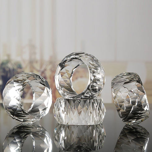 Crystal Napkin Rings Holders - Set of 4, 2 Inch for Party Wedding Christmas Table Dinner Decorations