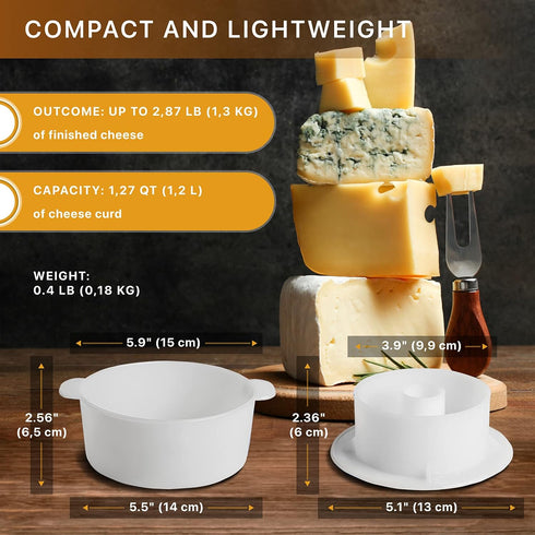 Gouda Hard Cheese Making Mold Large for Cow Goat Milk Cheesemaking Kits and Supplies