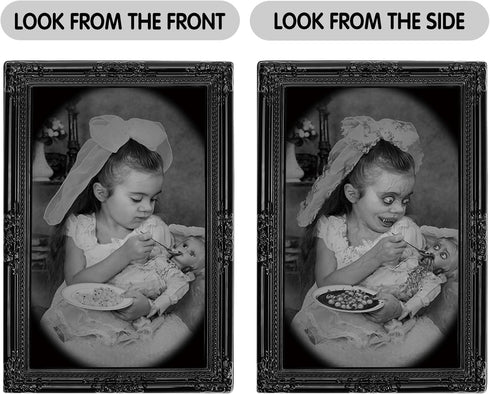 3D Changing Face Moving Portrait Pictures Frames, Halloween Decorations Indoor, 4 Pack for Scary Haunted Mansion Decor