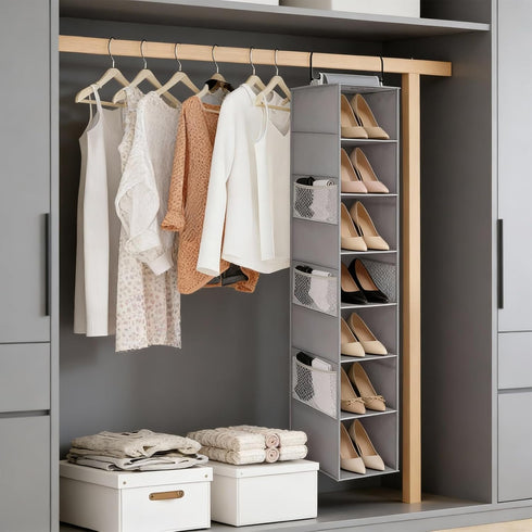 Closet,8-Shelf (9" 11.8" 54" VERONLY Hanging Shoe Organizer for Hanging Storage with Side Mesh Pockets,Wider Shelves