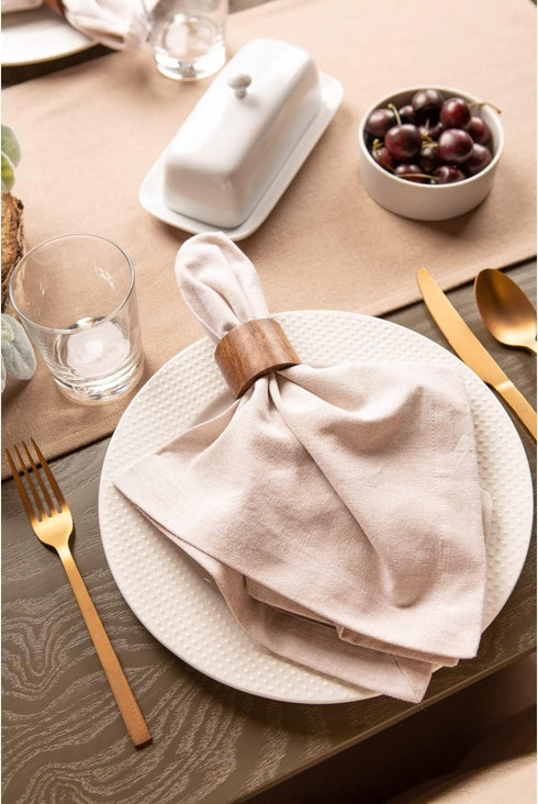 DII Basic Napkin Ring Collection, Decorative Rustic Farmhouse Style, Wood Band, Small Set (4 Piece)