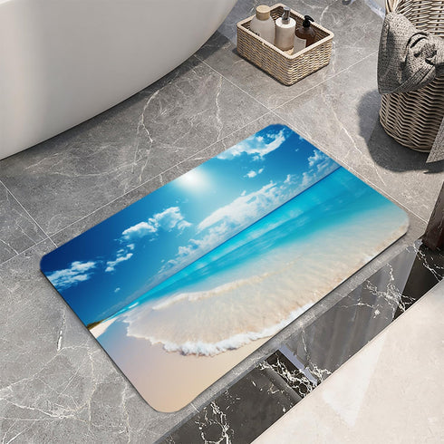 35.5x21.5 inch LYFANS Blue Sky Blue Ocean Thick Anti Fatigue Carpet, Extended Bathroom Bath Mat, Kitchen Non Slip Mat