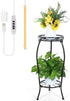 Dunkive 2 27" Plant Stand indoor Outdoor Tier with Grow Light, Tall Metal Potted Holder Rack Flower Stand Rustproof